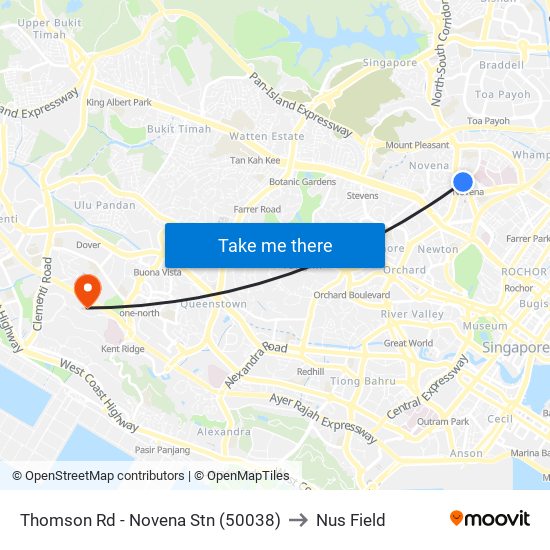 Thomson Rd - Novena Stn (50038) to Nus Field map