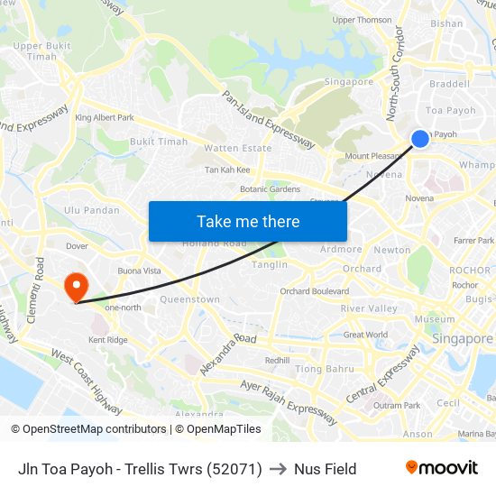 Jln Toa Payoh - Trellis Twrs (52071) to Nus Field map