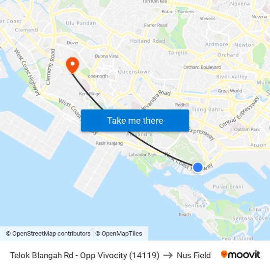 Telok Blangah Rd - Opp Vivocity (14119) to Nus Field map