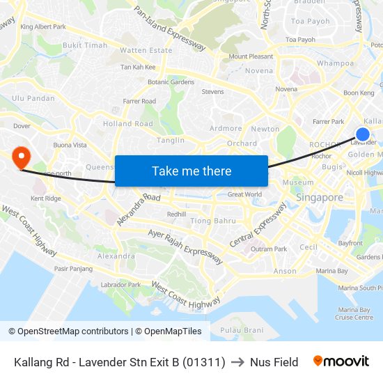 Kallang Rd - Lavender Stn Exit B (01311) to Nus Field map