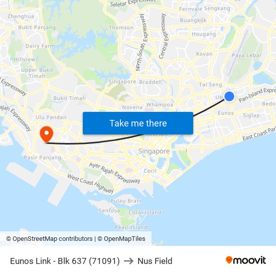 Eunos Link - Blk 637 (71091) to Nus Field map