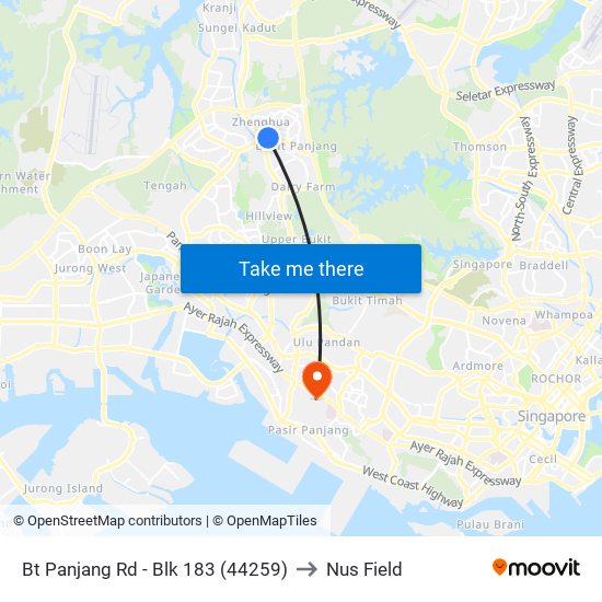 Bt Panjang Rd - Blk 183 (44259) to Nus Field map