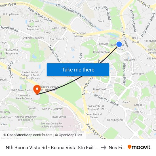 Nth Buona Vista Rd - Buona Vista Stn Exit D (11369) to Nus Field map