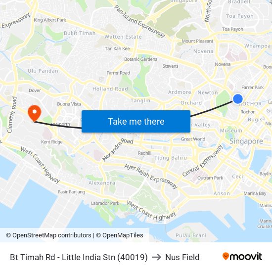 Bt Timah Rd - Little India Stn (40019) to Nus Field map