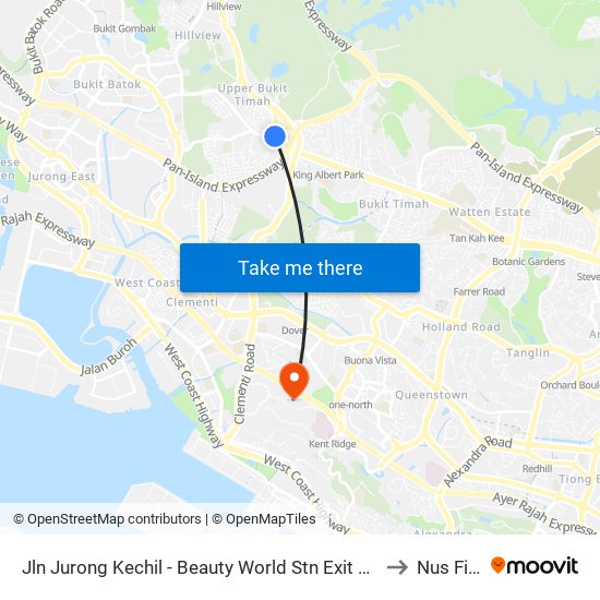Jln Jurong Kechil - Beauty World Stn Exit C (42151) to Nus Field map