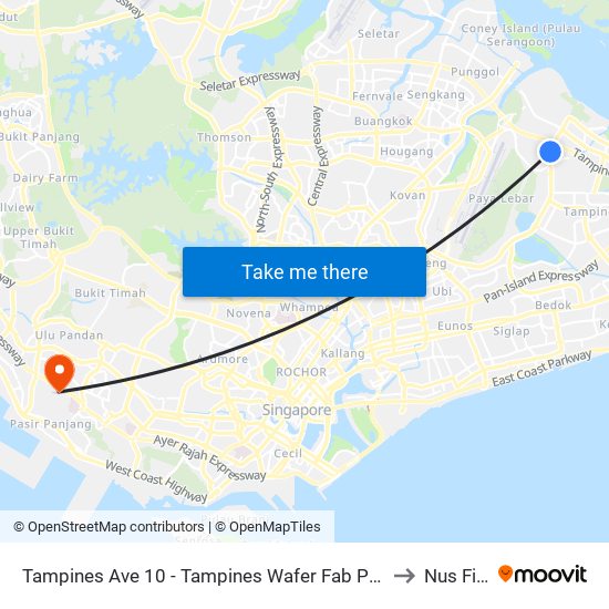 Tampines Ave 10 - Tampines Wafer Fab Pk (75351) to Nus Field map