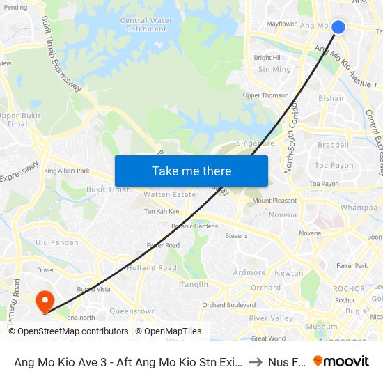 Ang Mo Kio Ave 3 - Aft Ang Mo Kio Stn Exit A (54261) to Nus Field map