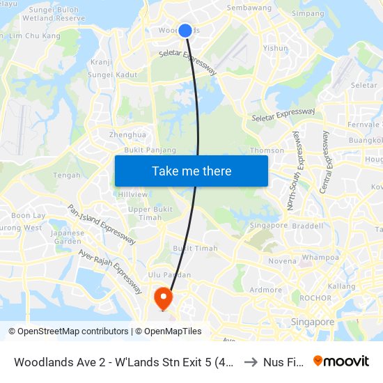 Woodlands Ave 2 - W'Lands Stn Exit 5 (46631) to Nus Field map