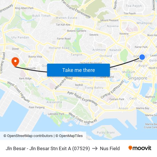 Jln Besar - Jln Besar Stn Exit A (07529) to Nus Field map
