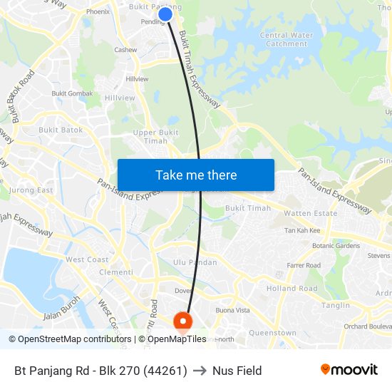 Bt Panjang Rd - Blk 270 (44261) to Nus Field map