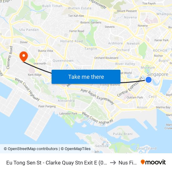 Eu Tong Sen St - Clarke Quay Stn Exit E (04222) to Nus Field map