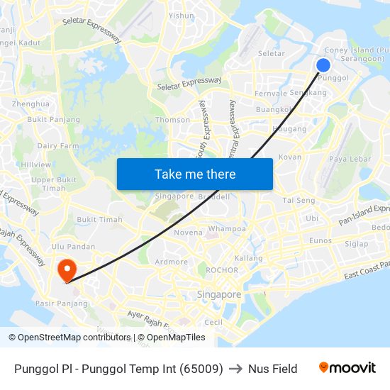 Punggol Pl - Punggol Temp Int (65009) to Nus Field map