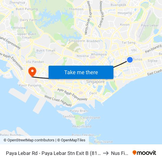 Paya Lebar Rd - Paya Lebar Stn Exit B (81111) to Nus Field map