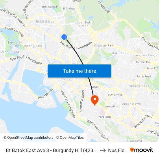 Bt Batok East Ave 3 - Burgundy Hill (42319) to Nus Field map