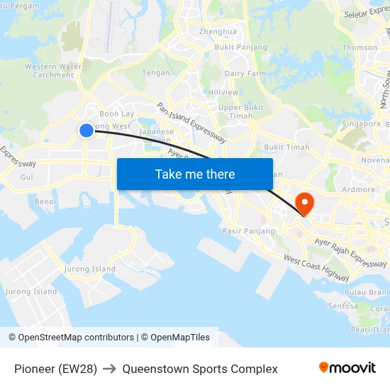 Pioneer (EW28) to Queenstown Sports Complex map