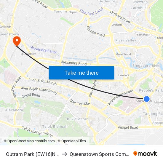 Outram Park (EW16|NE3) to Queenstown Sports Complex map