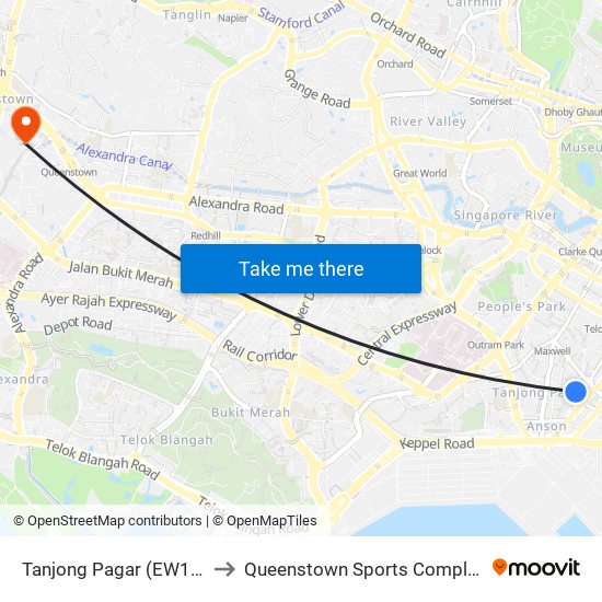 Tanjong Pagar (EW15) to Queenstown Sports Complex map