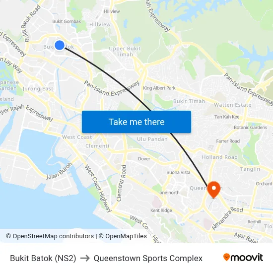 Bukit Batok (NS2) to Queenstown Sports Complex map