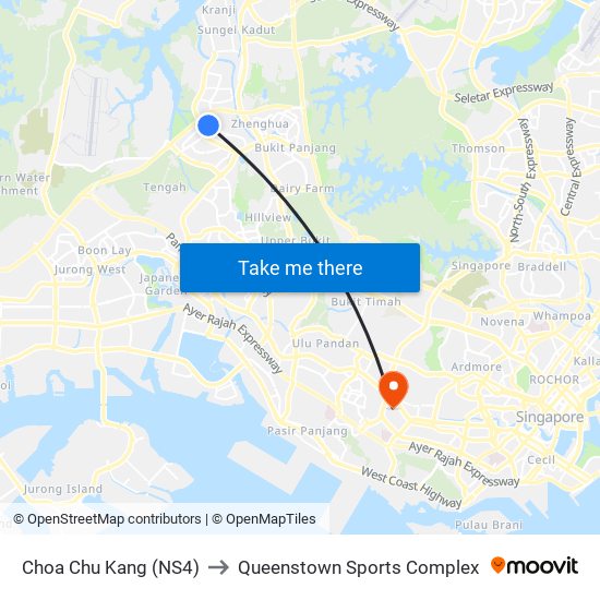 Choa Chu Kang (NS4) to Queenstown Sports Complex map