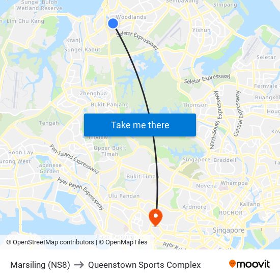 Marsiling (NS8) to Queenstown Sports Complex map