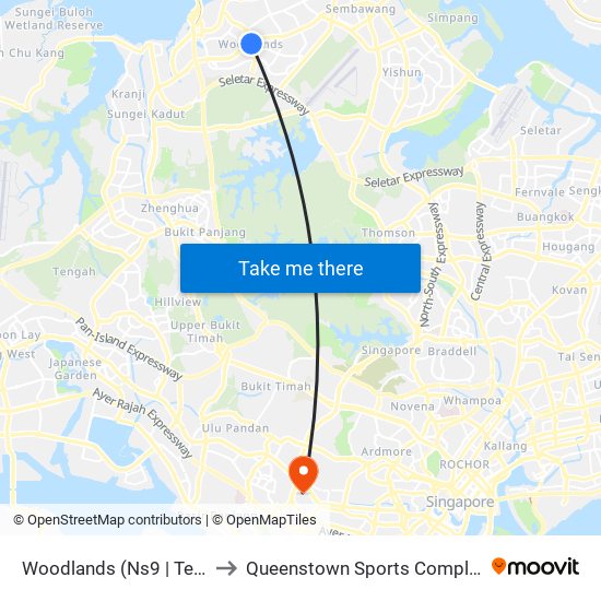 Woodlands (Ns9 | Te2) to Queenstown Sports Complex map