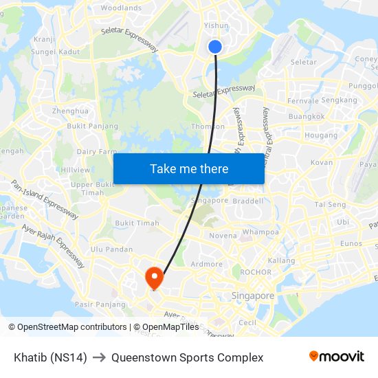 Khatib (NS14) to Queenstown Sports Complex map