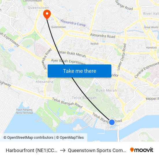 Harbourfront (NE1|CC29) to Queenstown Sports Complex map