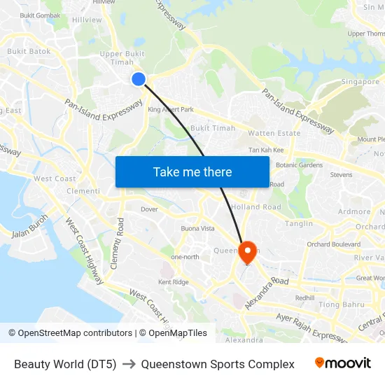 Beauty World (DT5) to Queenstown Sports Complex map