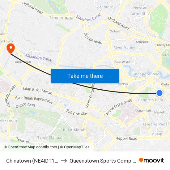 Chinatown (NE4|DT19) to Queenstown Sports Complex map