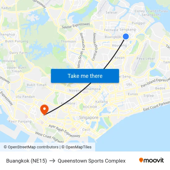 Buangkok (NE15) to Queenstown Sports Complex map