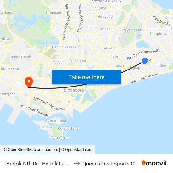 Bedok Nth Dr - Bedok Int (84009) to Queenstown Sports Complex map