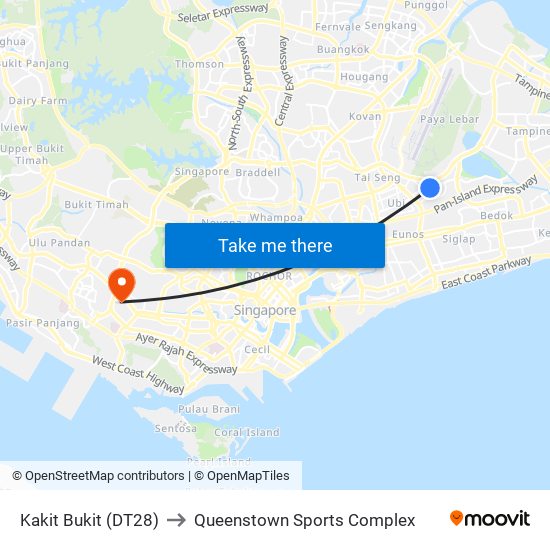 Kakit Bukit (DT28) to Queenstown Sports Complex map