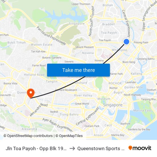 Jln Toa Payoh - Opp Blk 195 (52089) to Queenstown Sports Complex map