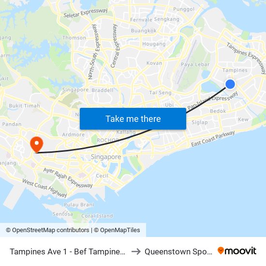 Tampines Ave 1 - Bef Tampines West Stn (75059) to Queenstown Sports Complex map