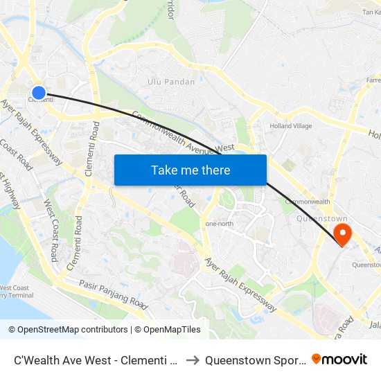 C'Wealth Ave West - Clementi Stn Exit A (17171) to Queenstown Sports Complex map