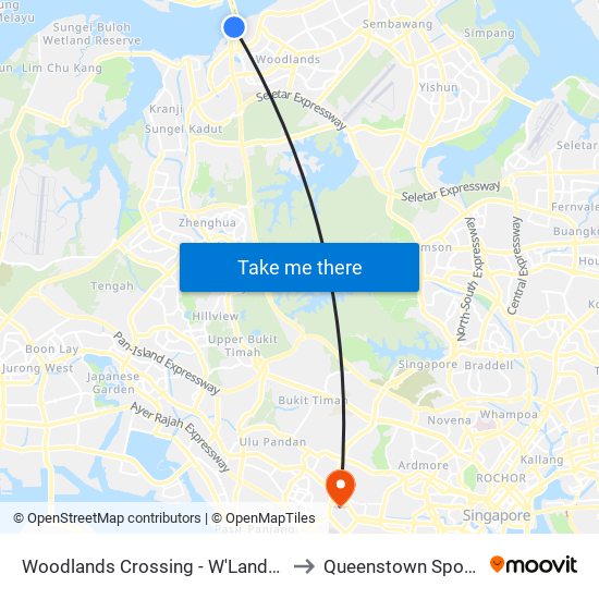 Woodlands Crossing - W'Lands Checkpt (46109) to Queenstown Sports Complex map