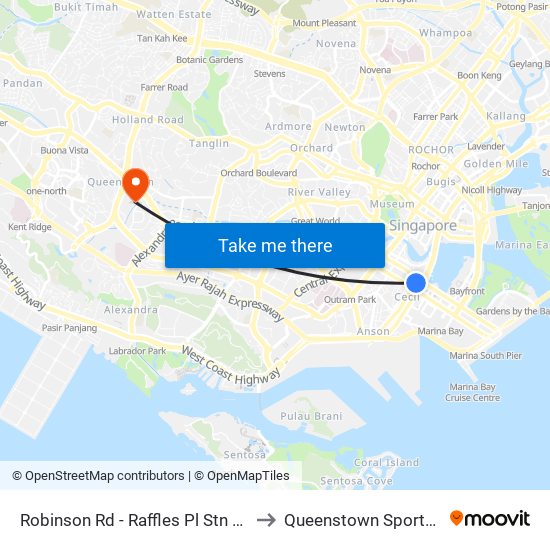 Robinson Rd - Raffles Pl Stn Exit F (03031) to Queenstown Sports Complex map