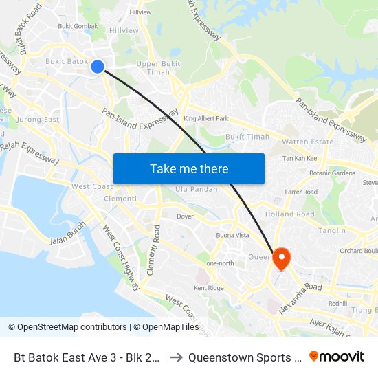 Bt Batok East Ave 3 - Blk 283 (43189) to Queenstown Sports Complex map