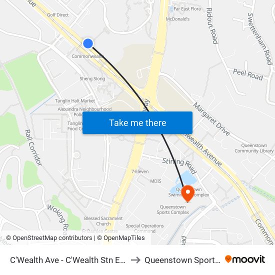 C'Wealth Ave - C'Wealth Stn Exit B/C (11169) to Queenstown Sports Complex map