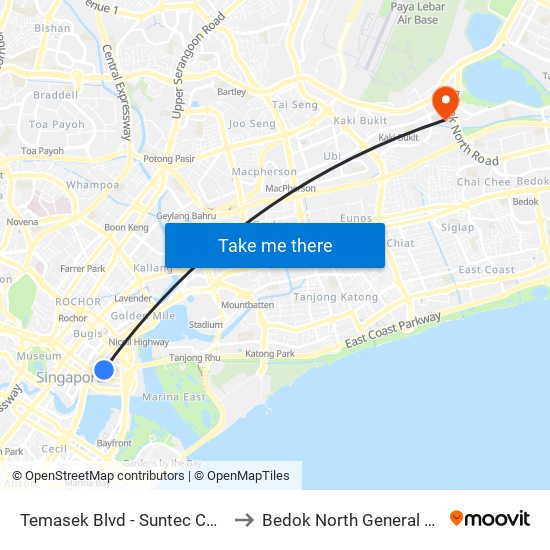 Temasek Blvd - Suntec Convention Ctr (02151) to Bedok North General Hospital (Planning) map