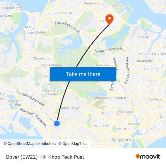 Dover (EW22) to Khoo Teck Puat map