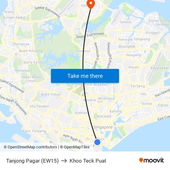 Tanjong Pagar (EW15) to Khoo Teck Puat map