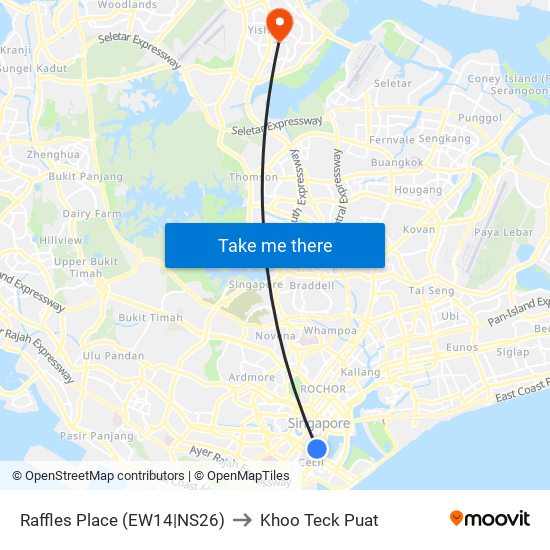 Raffles Place (EW14|NS26) to Khoo Teck Puat map