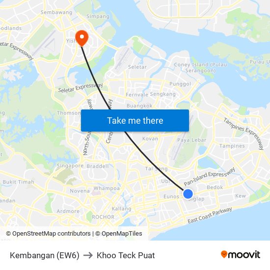 Kembangan (EW6) to Khoo Teck Puat map