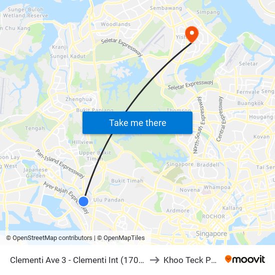 Clementi Ave 3 - Clementi Int (17009) to Khoo Teck Puat map