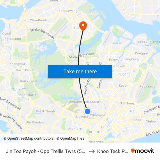Jln Toa Payoh - Opp Trellis Twrs (52079) to Khoo Teck Puat map