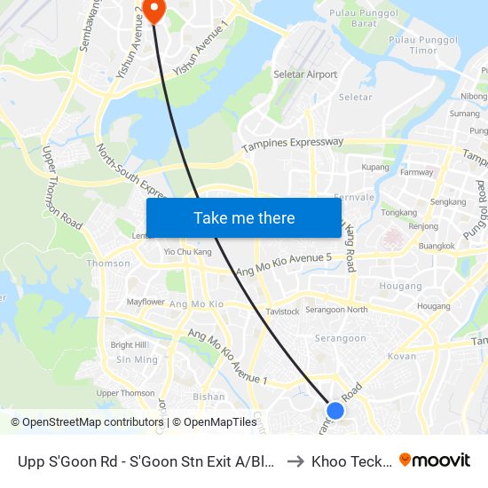 Upp S'Goon Rd - S'Goon Stn Exit A/Blk 413 (62139) to Khoo Teck Puat map