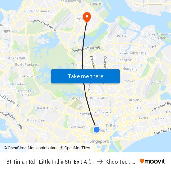 Bt Timah Rd - Little India Stn Exit A (40011) to Khoo Teck Puat map