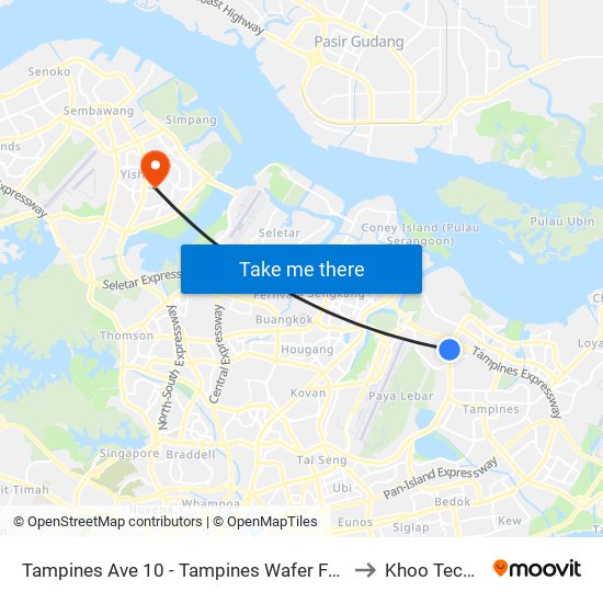 Tampines Ave 10 - Tampines Wafer Fab Pk (75351) to Khoo Teck Puat map