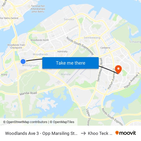 Woodlands Ave 3 - Opp Marsiling Stn (46529) to Khoo Teck Puat map